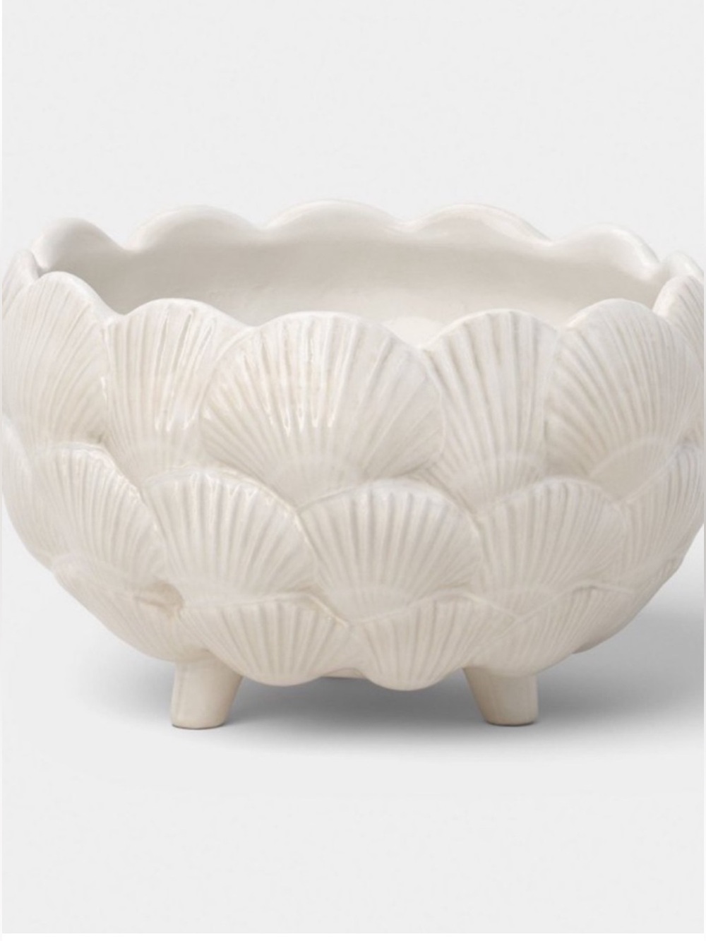 8" Ceramic Outdoor Clam Shell Planter Ivory Threshold™ designed w/ Studio McGee